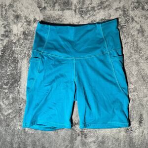 All in Motion sz M Bike Yoga Workout Shorts Blue 2 Pockets